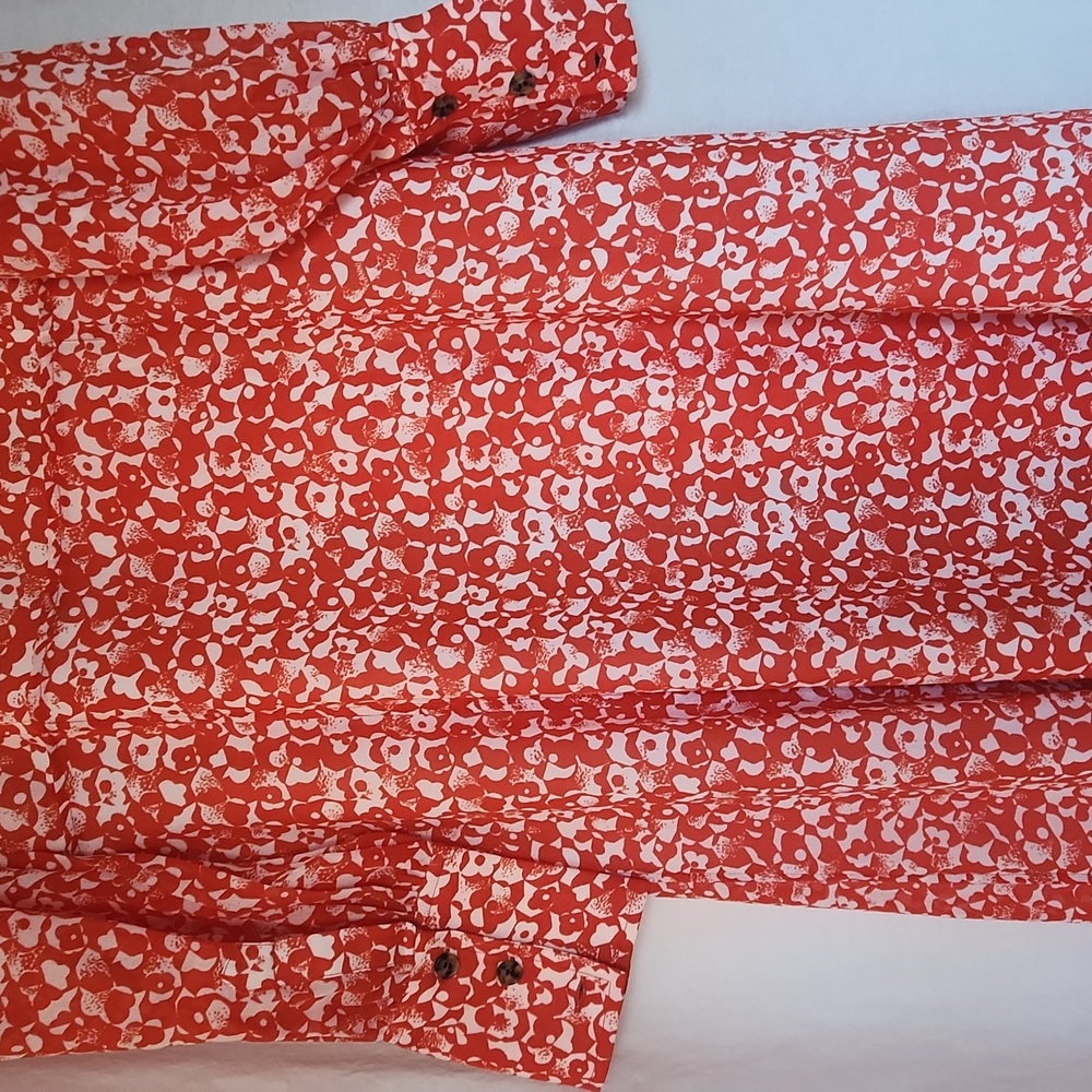 GANNI ORANGE FLORAL MIDI DRESS SZ 40 US 8 - Picture 8 of 12